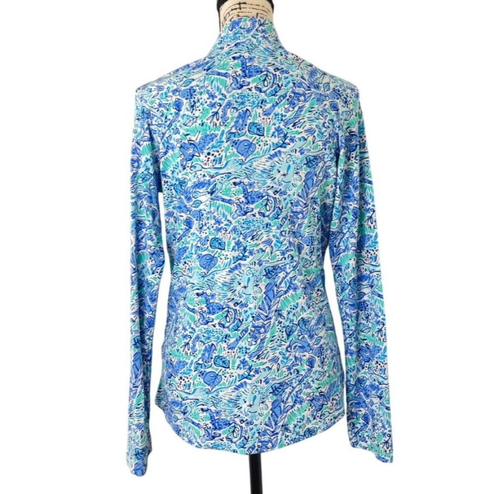 IBKUL Womens Full-Zip Jacket Top Blue Print Long Sleeve UPF Size M - Picture 3 of 8